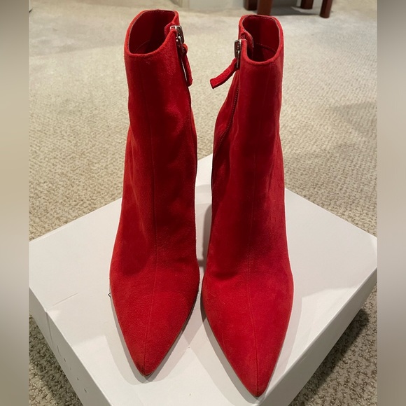 Leith Macee Holiday Red Suede Leather Boots Booties Heels Size 9 - Picture 3 of 12